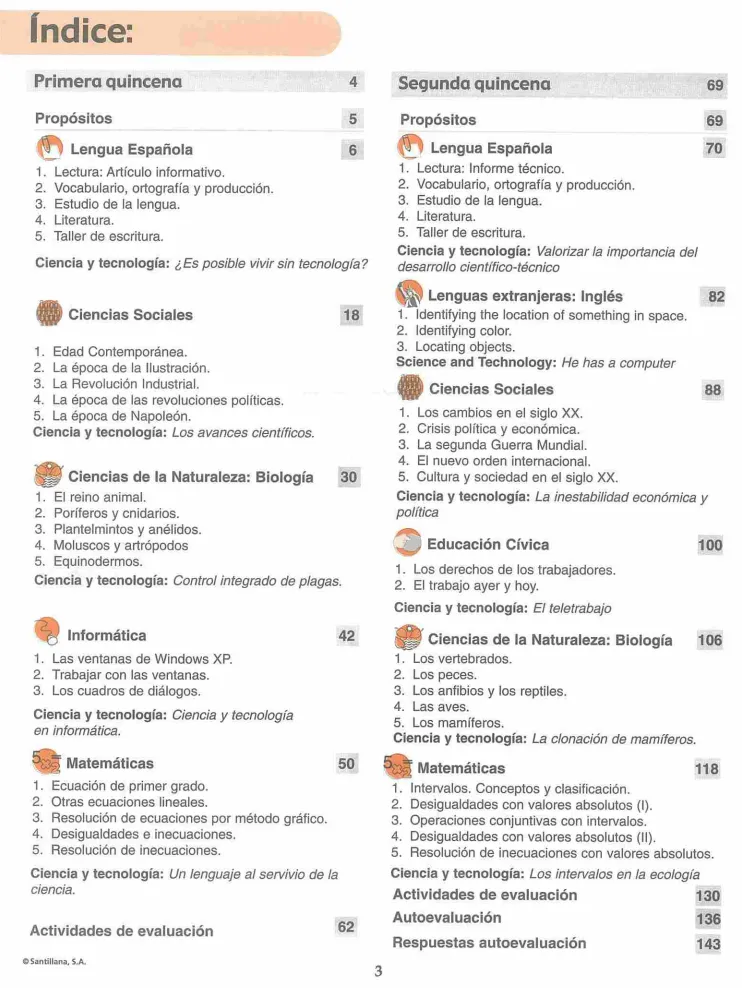 Índice del Módulo 5 Prepara de 1ro de Bachillerato